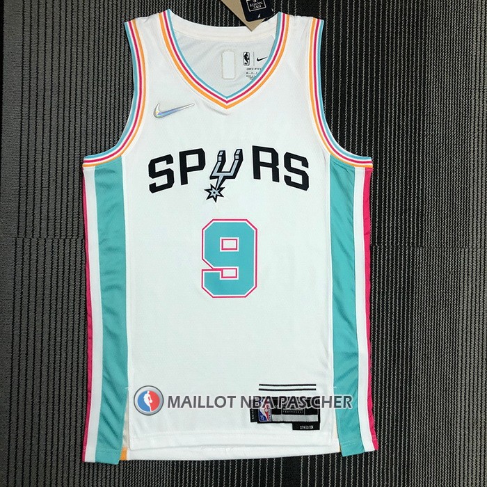 Maillot San Antonio Spurs Tony Parker NO 9 Ville 2021-22 Blanc